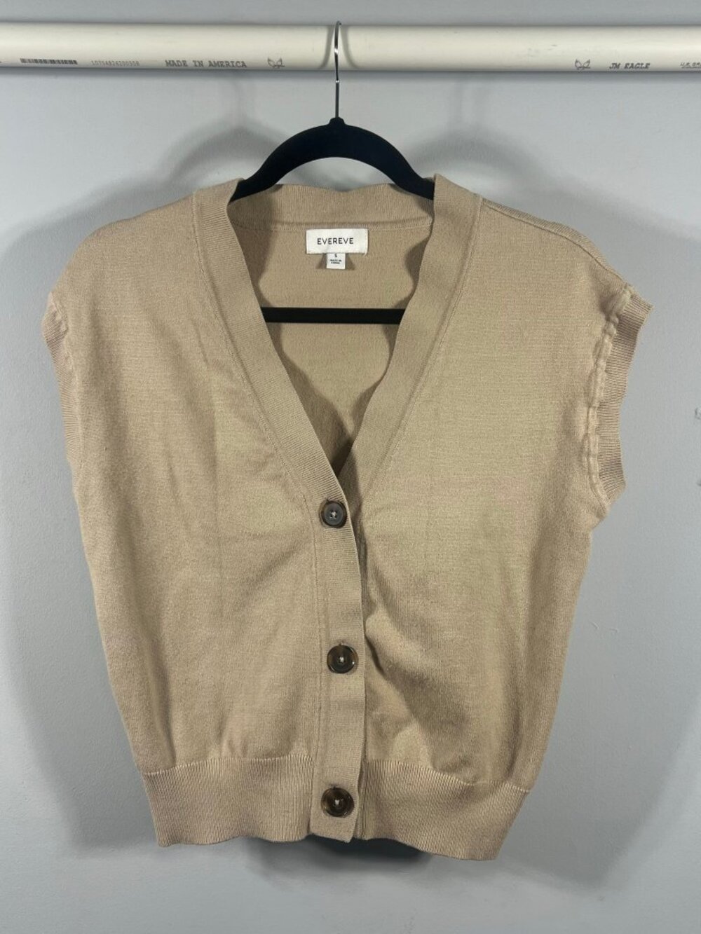 Evereve Sweater Womens Knit Cardigan Sleeveless V Neck S Preppy Academia